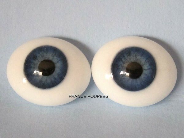 yeux marron 16mm en verre ovales Jumeau®-poupée ancienne/moderne-doll glass eyes 